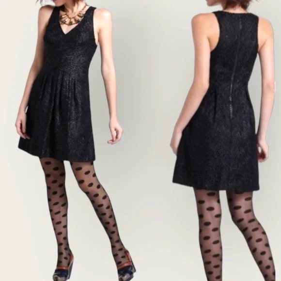 Anthro Leifsdottir Lingonberry Black Floral Lace Dress Size 2 - Picture 1 of 14